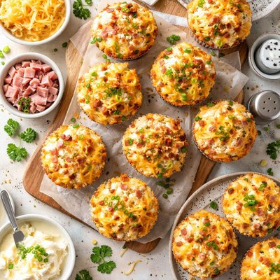 Image of Breakfast Ham and Cheese Muffins