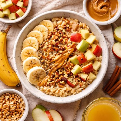 Image of Breakfast Oatmeal with Banana and Apple