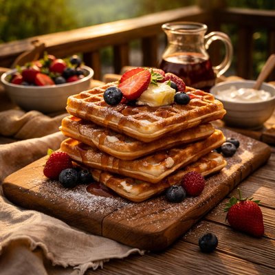 Image of Breakfast on the Deck Sour Cream Waffles