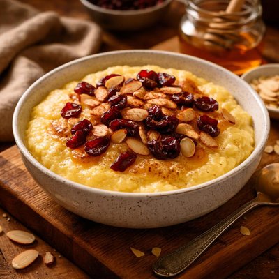 Image of Breakfast Polenta with Dried Cranberries and Almonds