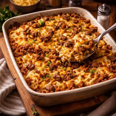 Image of Breakfast Sausage Hash Browns Casserole W O Eggs
