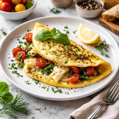 Image of Brie Fresh Herb and Tomato Omelette