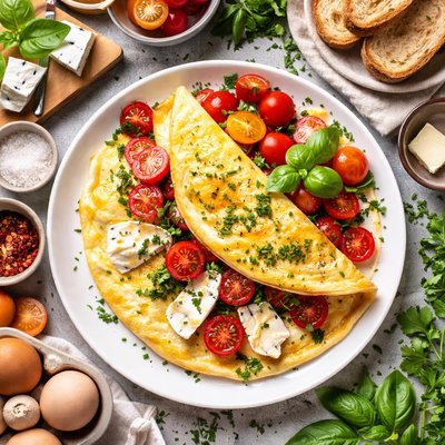 Image of Brie Fresh Herb Tomato Omelet for 2