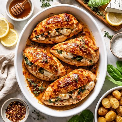 Image of Brie Stuffed Chicken Breasts with Maple Glaze
