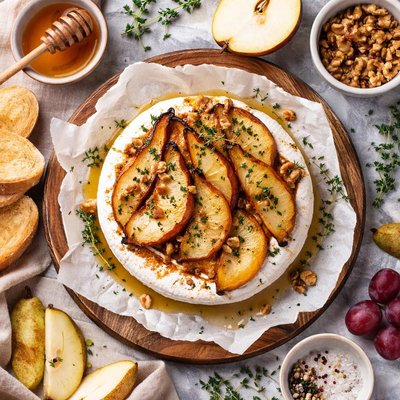 Image of Brie with Roasted Pear and Thyme