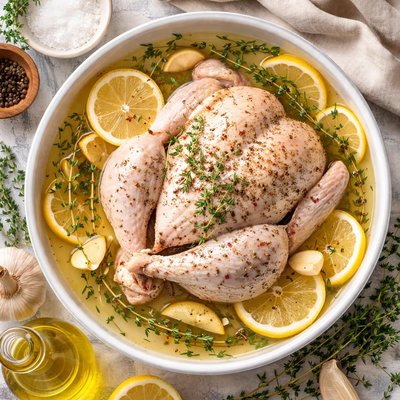 Image of Brined Whole Chicken with Lemon and Thyme