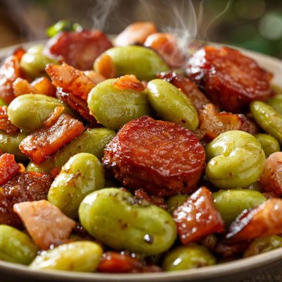 Image of Broad Beans with Bacon and Sausage
