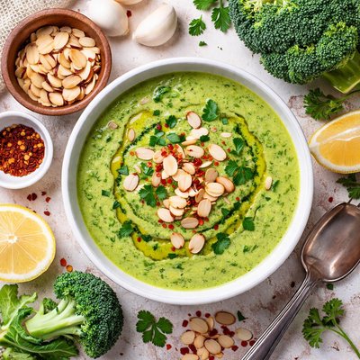 Image of Whole30 Broccoli Almond Soup