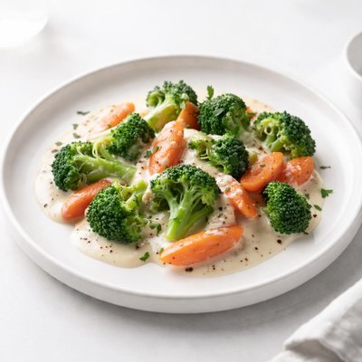 Image of Broccoli and Carrots in Cream Cheese Sauce