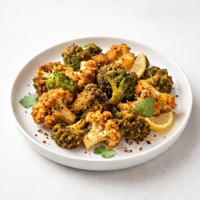 Image of Broccoli and Cauliflower Coated with Spiced Chickpea Flour