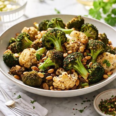 Image of Broccoli and Cauliflower with Pine Nuts and Raisins