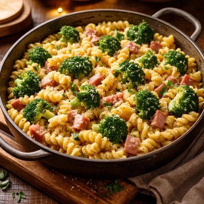 Image of Broccoli and Ham Cheesy Rotini Pasta