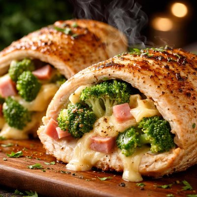 Image of Broccoli and Ham Stuffed Chicken Breasts