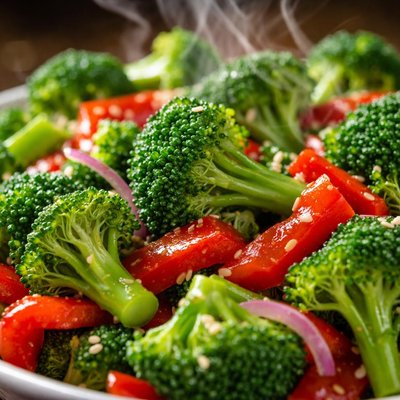 Image of Broccoli and Red Bell Pepper Salad