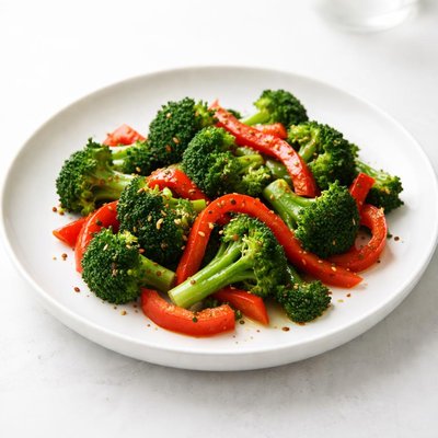 Image of Broccoli and Red Bell Pepper Saute