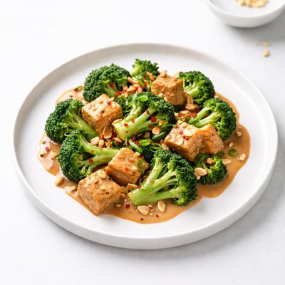 Image of Broccoli and Tofu with Spicy Peanut Sauce