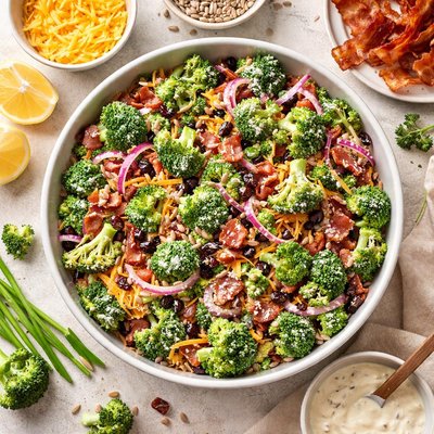 Image of Broccoli Bacon Red Onion Salad