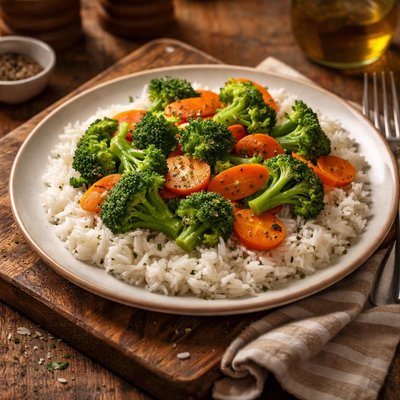Image of Broccoli Carrots W White Rice