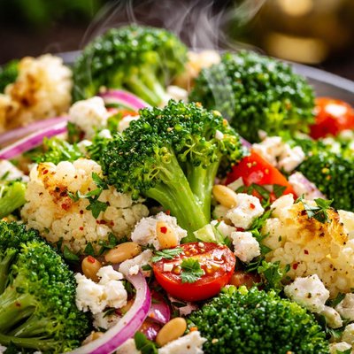 Image of Broccoli Cauliflower and Feta Salad