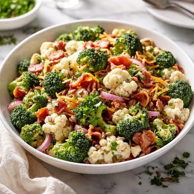 Image of Broccoli Cauliflower Bacon Salad