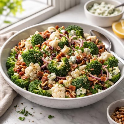 Image of Broccoli Cauliflower Blue Cheese Salad
