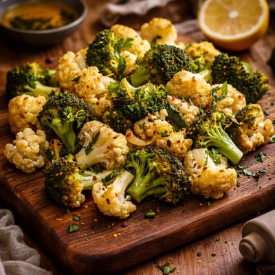 Image of Broccoli Cauliflower with Garlic Lemon Italy