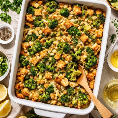 Image of Broccoli Herb Stuffing Casserole