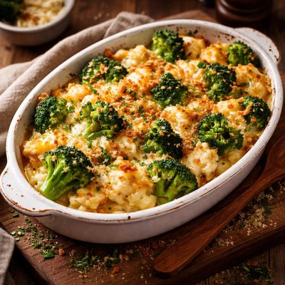 Image of Broccoli or Cauliflower Cheese Casserole