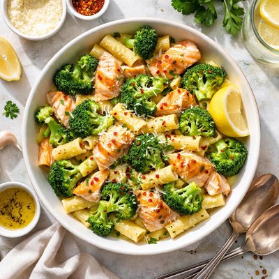 Image of Broccoli Pasta with Salmon