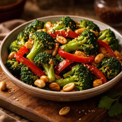 Image of Broccoli Peanut Sweet Red Pepper Stir Fry