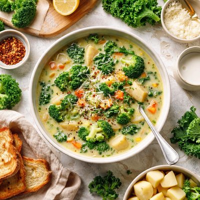 Image of Broccoli Potato Soup with Greens