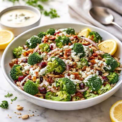 Image of Broccoli Salad with Lemon Yogurt Dressing