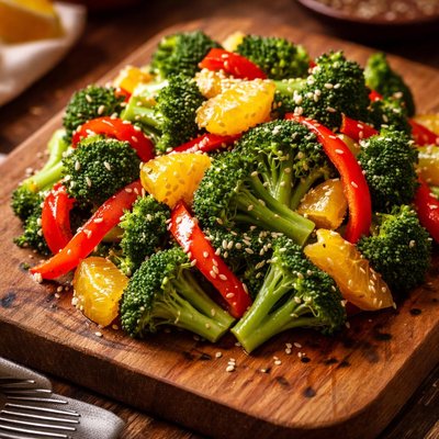 Image of Broccoli Sweet Red Pepper and Oranges