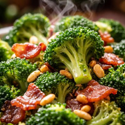 Image of Broccoli with Bacon and Pine Nuts