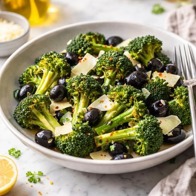 Image of Broccoli with Black Olives and Parmesan