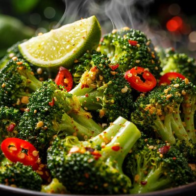 Image of Broccoli with Lime and Chilli and a Kick