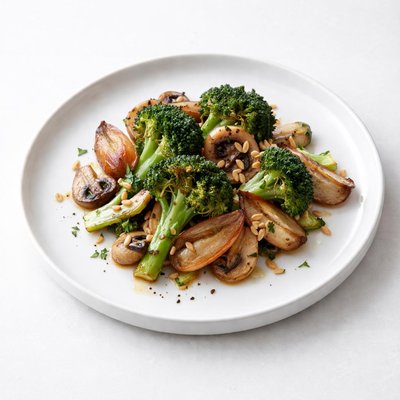 Image of Broccoli with Roasted Shallots Mushrooms