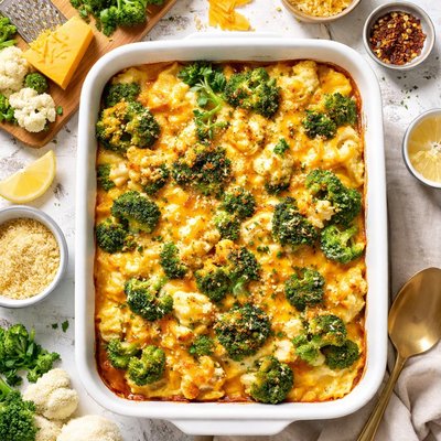 Image of Brocolli Cauliflower Gratin with Cheddar Cheese