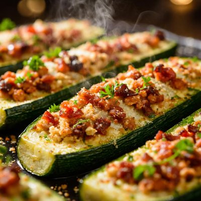 Image of Broiled Baby Zucchini Boats