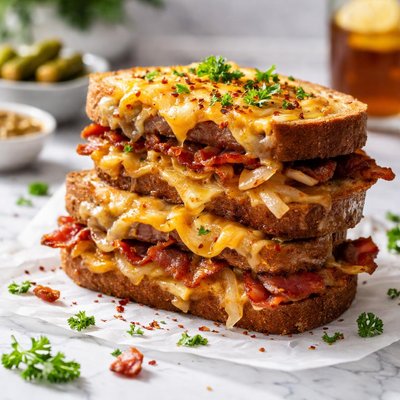 Image of Broiled Bacon Cheese and Onion Sandwich