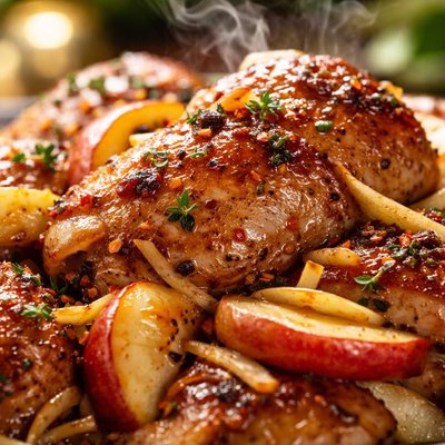 Image of Broiled Chicken with Apples and Ginger