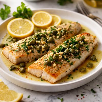 Image of Broiled Fish with Buttery Caper Sauce