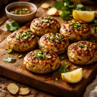 Image of Broiled Fishcakes with Ginger and Cilantro