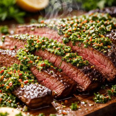 Image of Broiled Flank Steak with Chimichurri Sauce