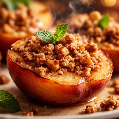 Image of Broiled Peaches with Cookie Crumb Topping