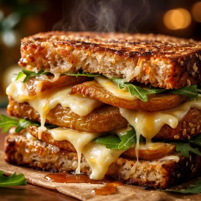 Image of Broiled Pear and Swiss Cheese Sandwich