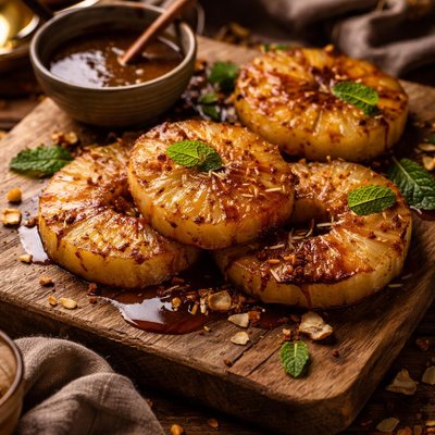 Image of Broiled Pineapple with Rum Sauce
