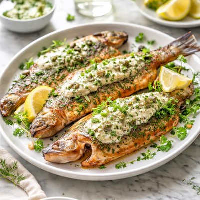 Image of Broiled Rainbow Trout with Herb Mayonnaise