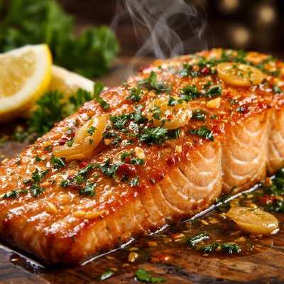Image of Broiled Salmon with Garlic Sauce