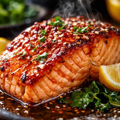 Image of Broiled Salmon with Spicy Maple Basting Sauce